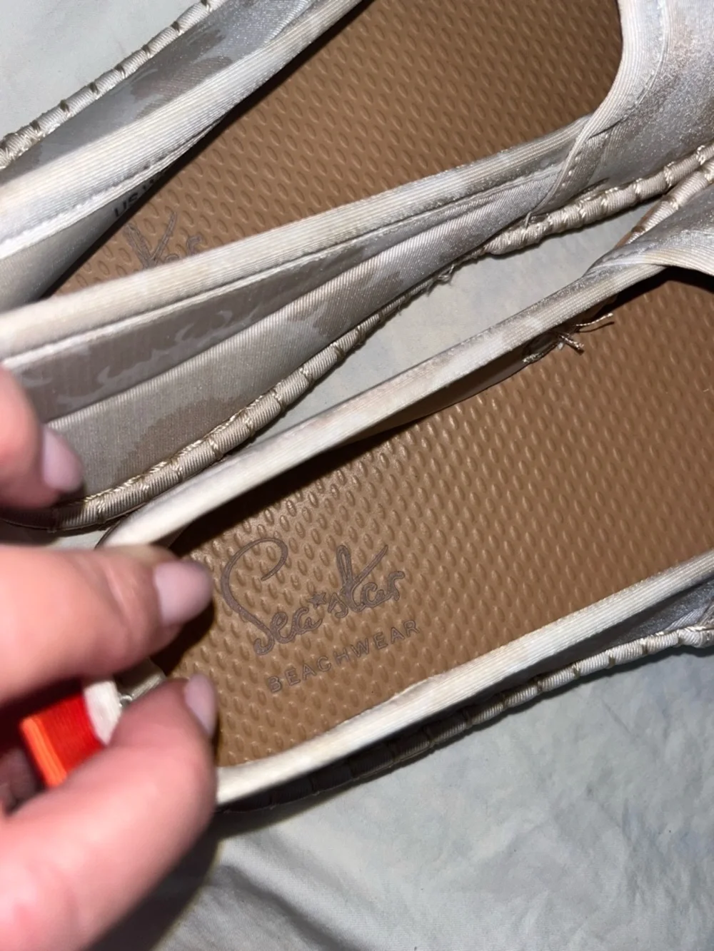 SeaStar Cream Patterned Women’s Espadrille Slip-On Flats size 9